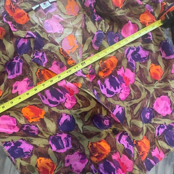 VINTAGE 80’s UNGARO TER BLAZER 100% SILK SZ 8 FLORAL CHIC PREPPY ECLECTIC STYLE - Picture 4 of 16